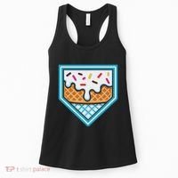 Funny Home Plate Drip Ice Cream Softball Baseball Women's Tank Top thumb 0