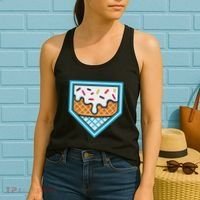 Funny Home Plate Drip Ice Cream Softball Baseball Women's Tank Top thumb 2