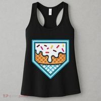 Funny Home Plate Drip Ice Cream Softball Baseball Women's Tank Top thumb 3