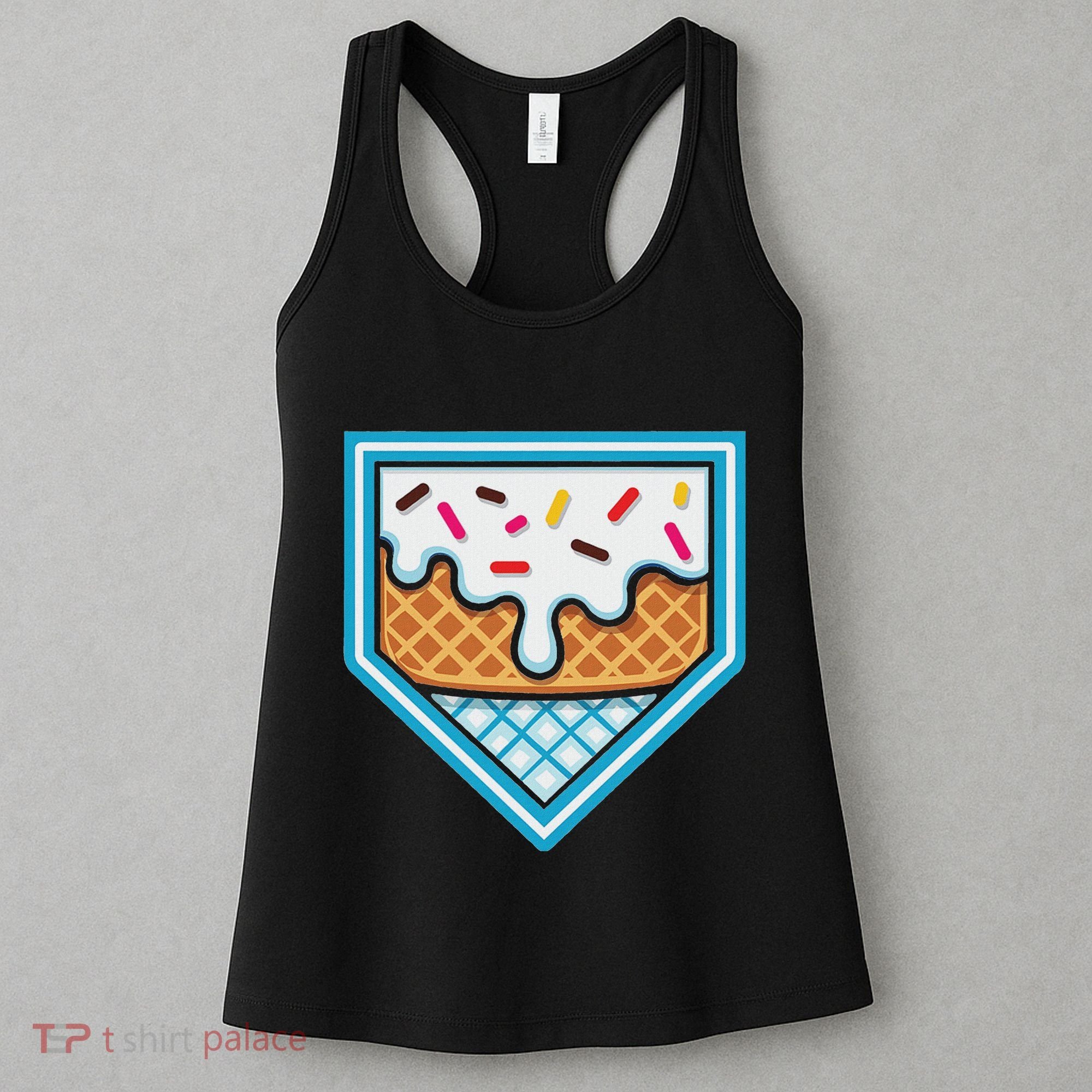 Funny Home Plate Drip Ice Cream Softball Baseball Women's Tank Top