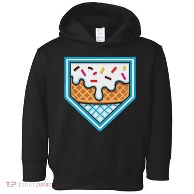 Funny Home Plate Drip Ice Cream Softball Baseball Toddler Hoodie