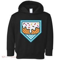 Funny Home Plate Drip Ice Cream Softball Baseball Toddler Hoodie thumb 0