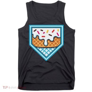 Funny Home Plate Drip Ice Cream Softball Baseball Tank Top
