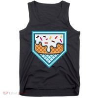 Funny Home Plate Drip Ice Cream Softball Baseball Tank Top thumb 0