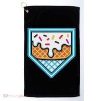 Funny Home Plate Drip Ice Cream Softball Baseball Golf Towel thumb 0
