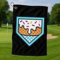 Funny Home Plate Drip Ice Cream Softball Baseball Golf Towel thumb 1
