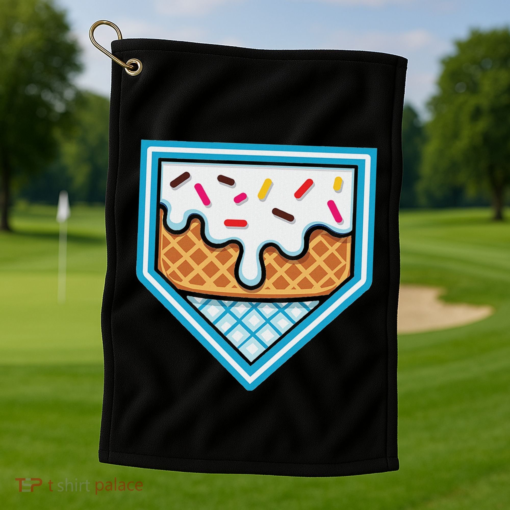 Funny Home Plate Drip Ice Cream Softball Baseball Golf Towel