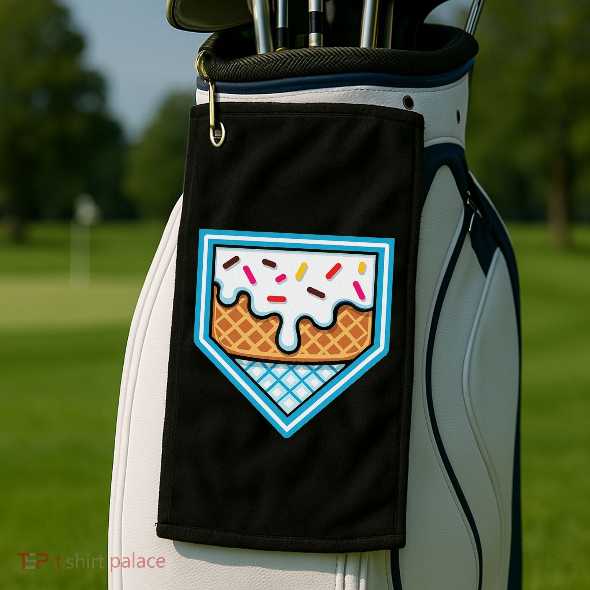 Funny Home Plate Drip Ice Cream Softball Baseball Golf Towel