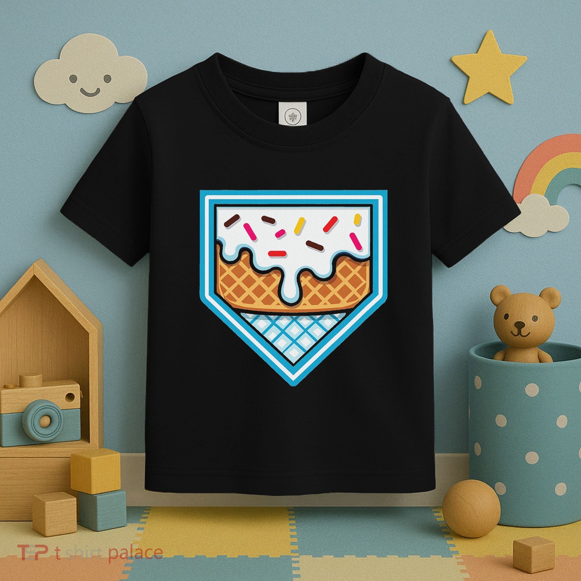 Funny Home Plate Drip Ice Cream Softball Baseball Toddler T-Shirt