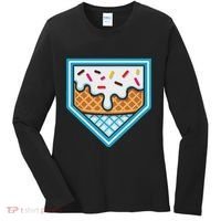 Funny Home Plate Drip Ice Cream Softball Baseball Women's Long Sleeve Shirt thumb 0