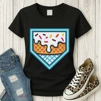 Funny Home Plate Drip Ice Cream Softball Baseball Women's T-Shirt thumb 3