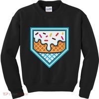 Funny Home Plate Drip Ice Cream Softball Baseball Kids Sweatshirt thumb 0