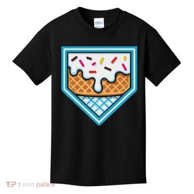 Funny Home Plate Drip Ice Cream Softball Baseball Kids T-Shirt