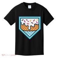 Funny Home Plate Drip Ice Cream Softball Baseball Kids T-Shirt thumb 0