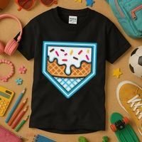 Funny Home Plate Drip Ice Cream Softball Baseball Kids T-Shirt thumb 3