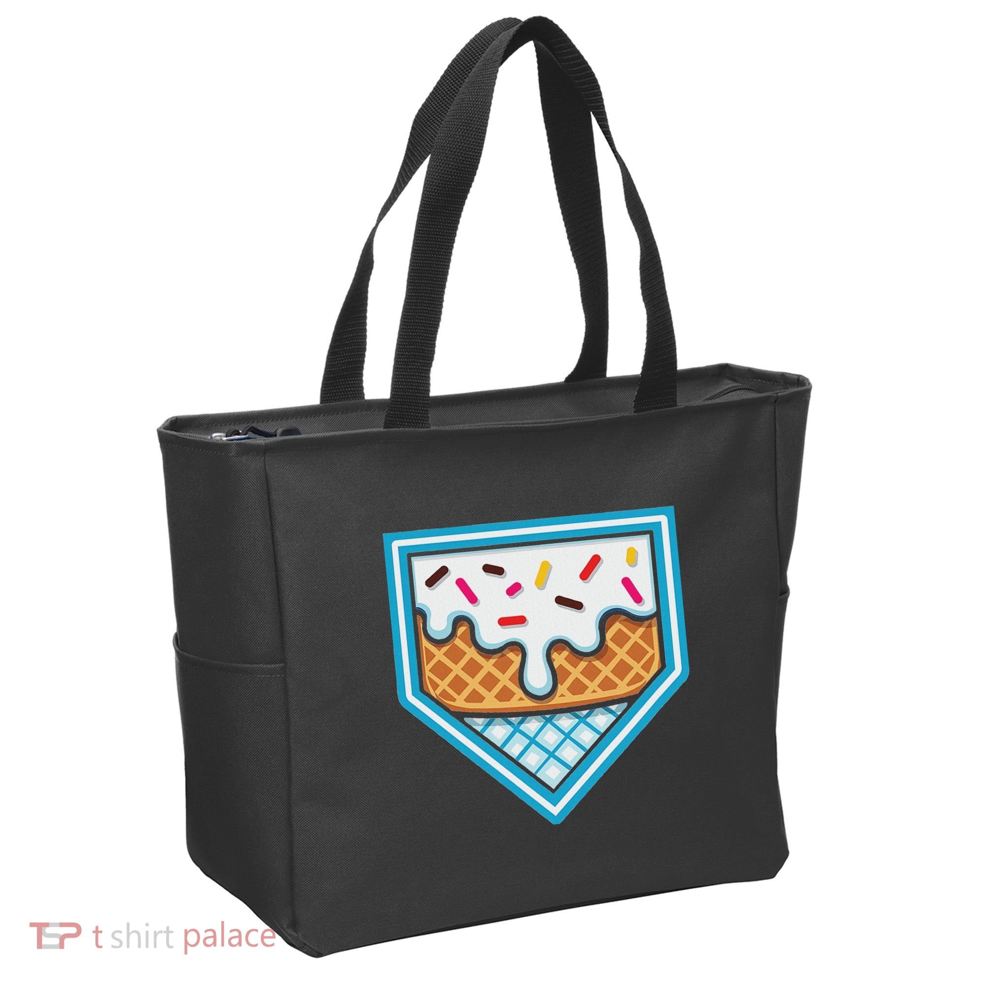Funny Home Plate Drip Ice Cream Softball Baseball Tote Bag