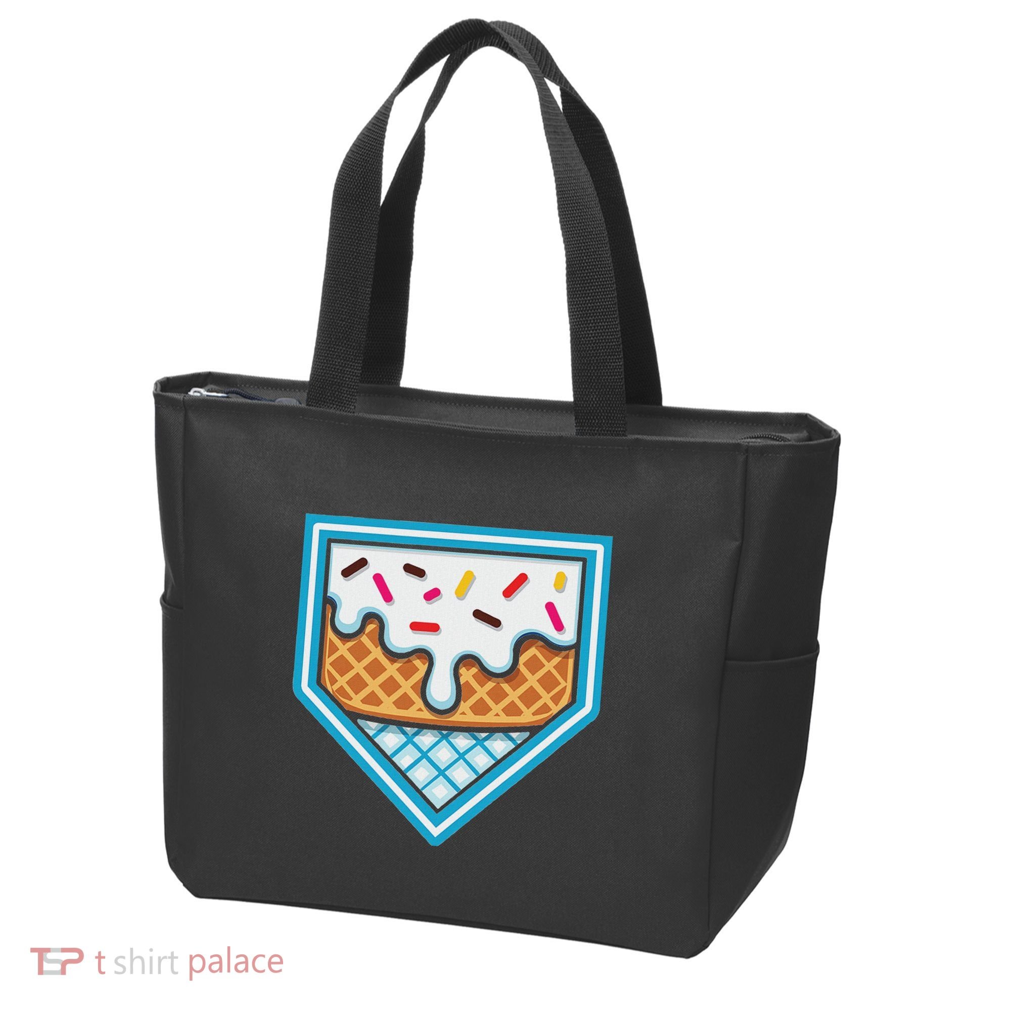 Funny Home Plate Drip Ice Cream Softball Baseball Tote Bag