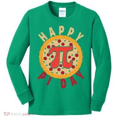 Funny Happy Pi Day Pizza Pie Kids Long Sleeve Shirt