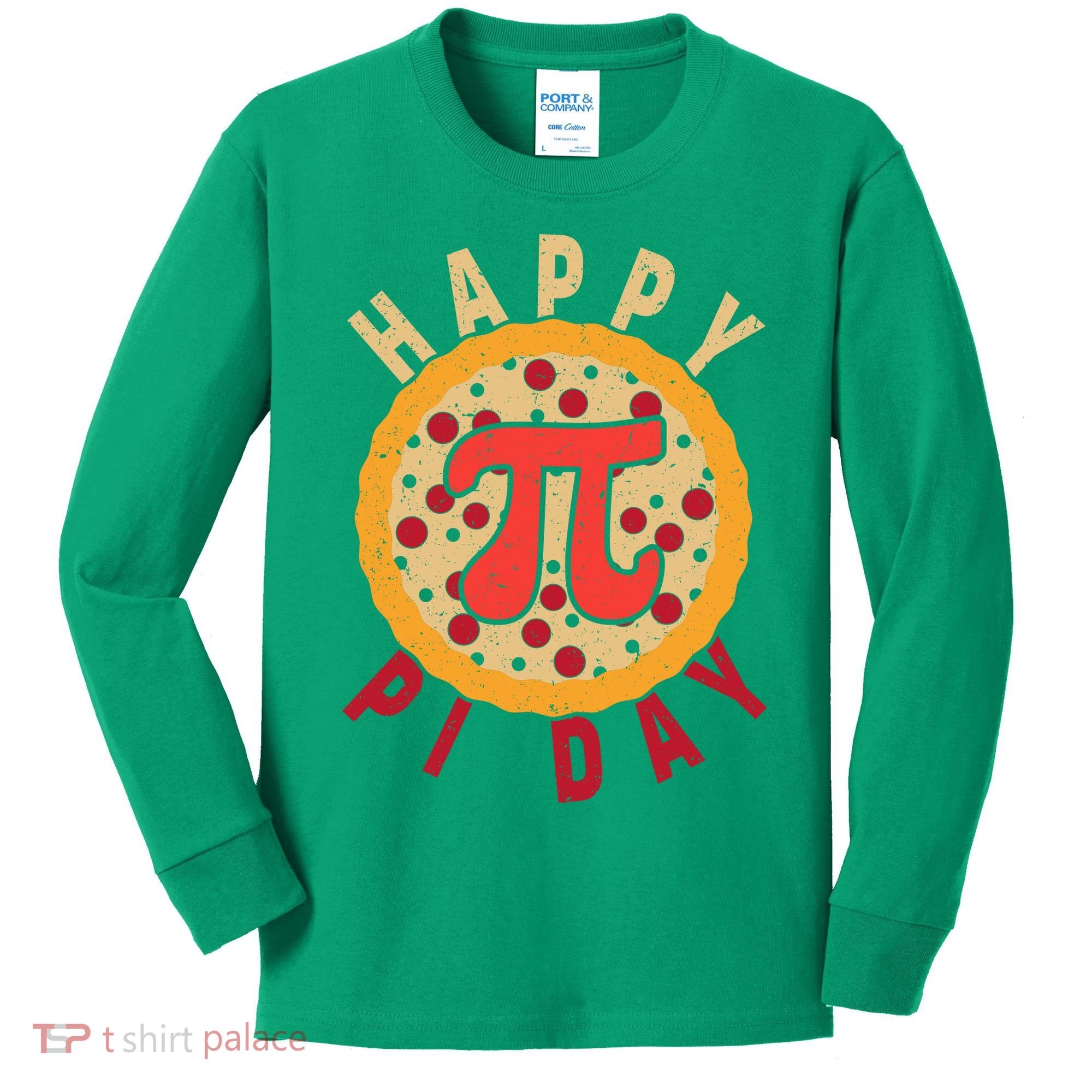 Funny Happy Pi Day Pizza Pie Kids Long Sleeve Shirt