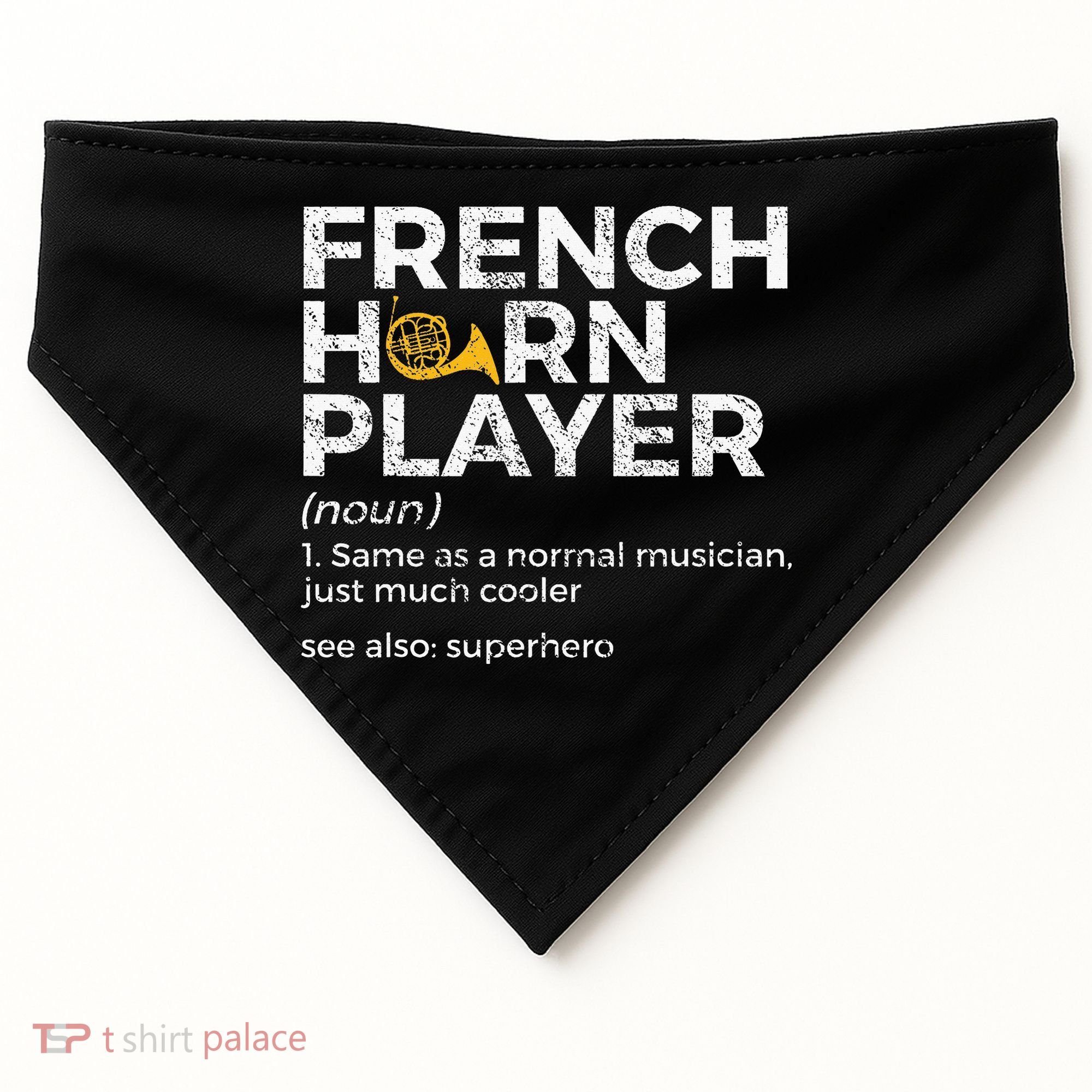 French Horn Player Definition Funny French Horn USA-Made Doggie Bandana