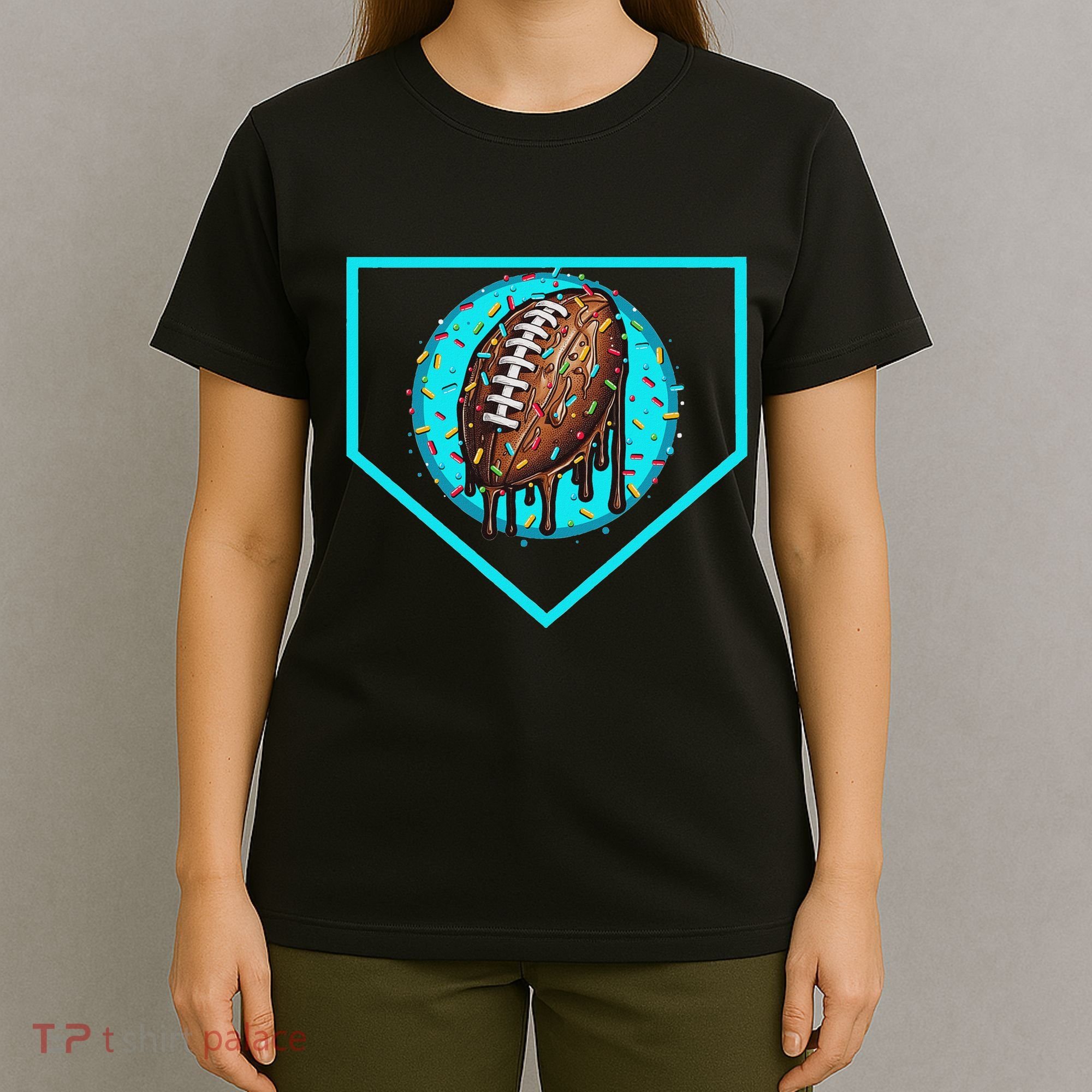 Football Home Plate Drip Ice Cream Football T-Shirt