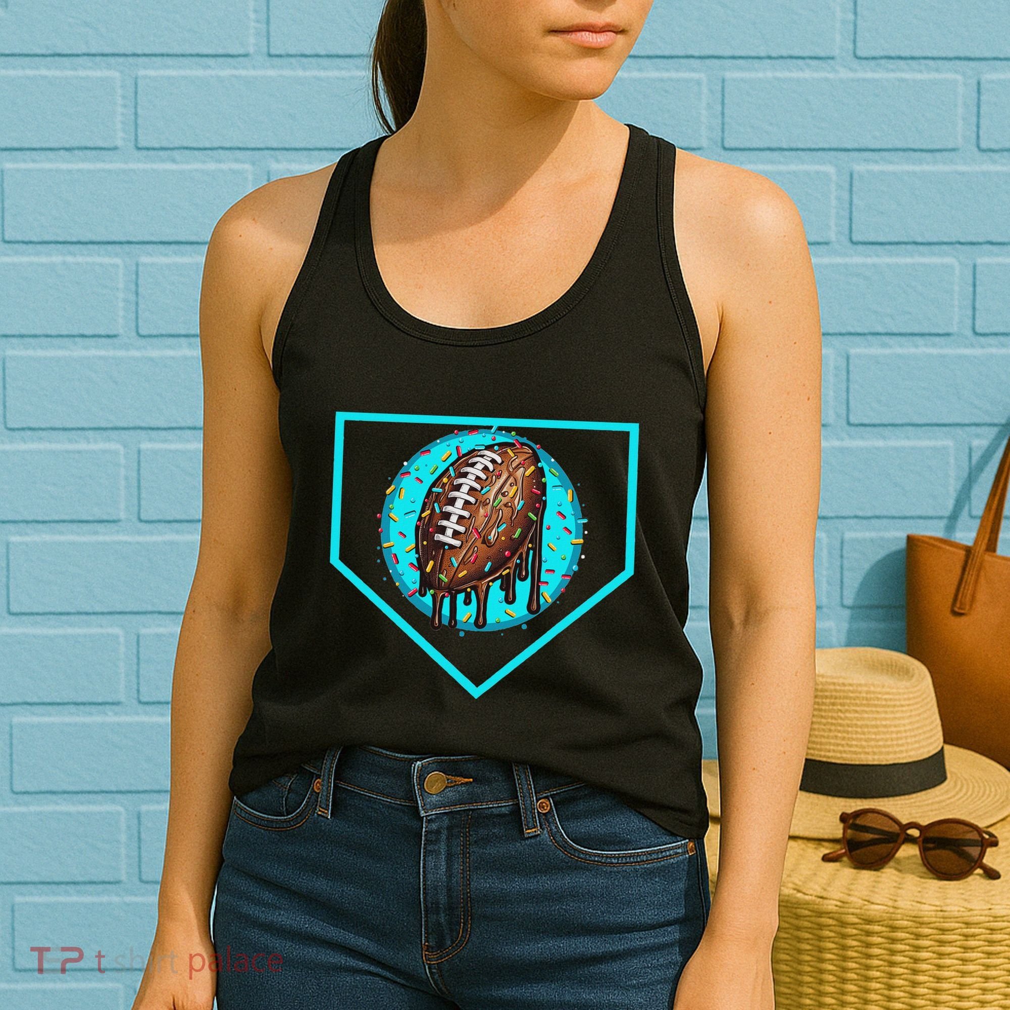 Football Home Plate Drip Ice Cream Football Women's Tank Top