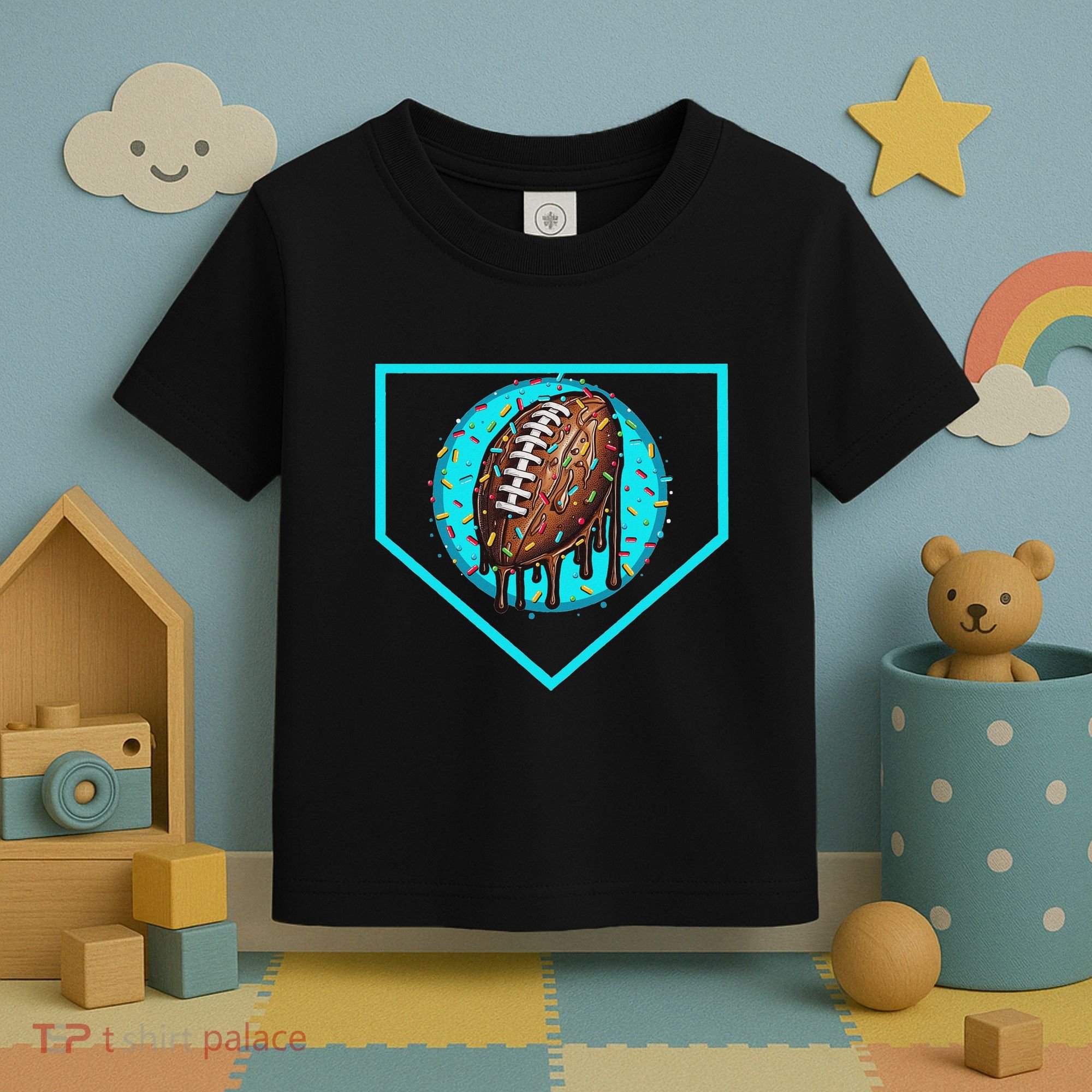 Football Home Plate Drip Ice Cream Football Toddler T-Shirt