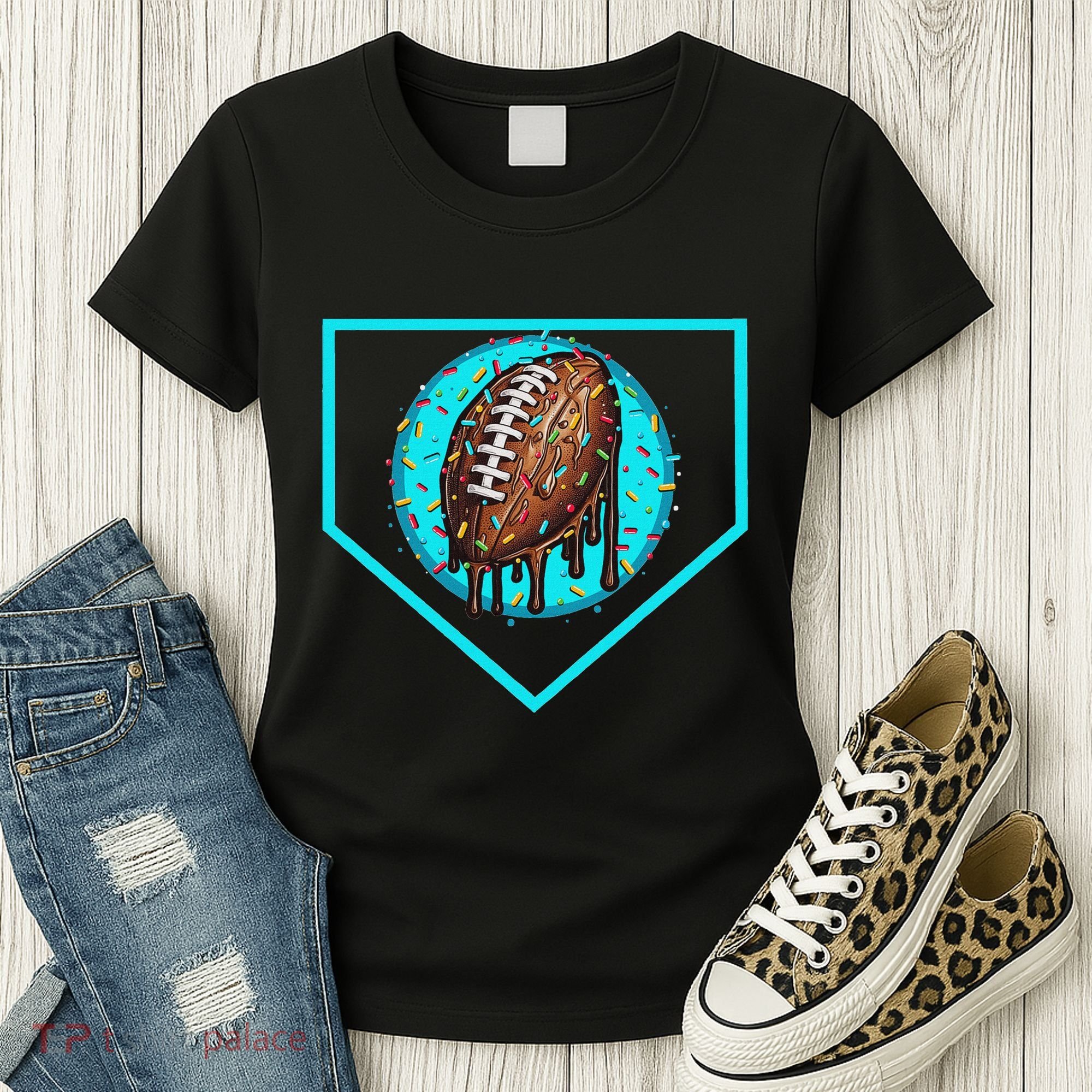 Football Home Plate Drip Ice Cream Football Women's T-Shirt
