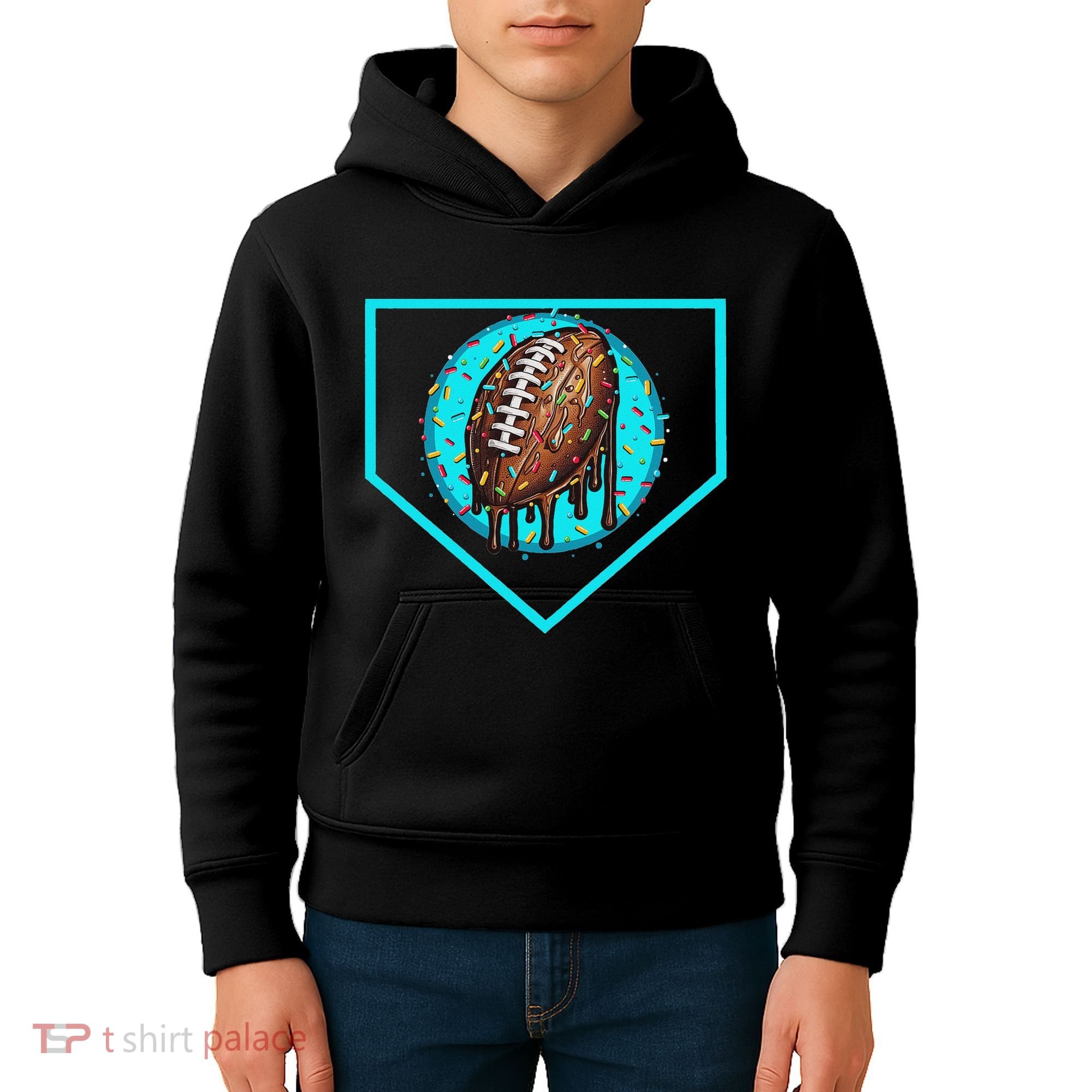 Football Home Plate Drip Ice Cream Football Kids Hoodie
