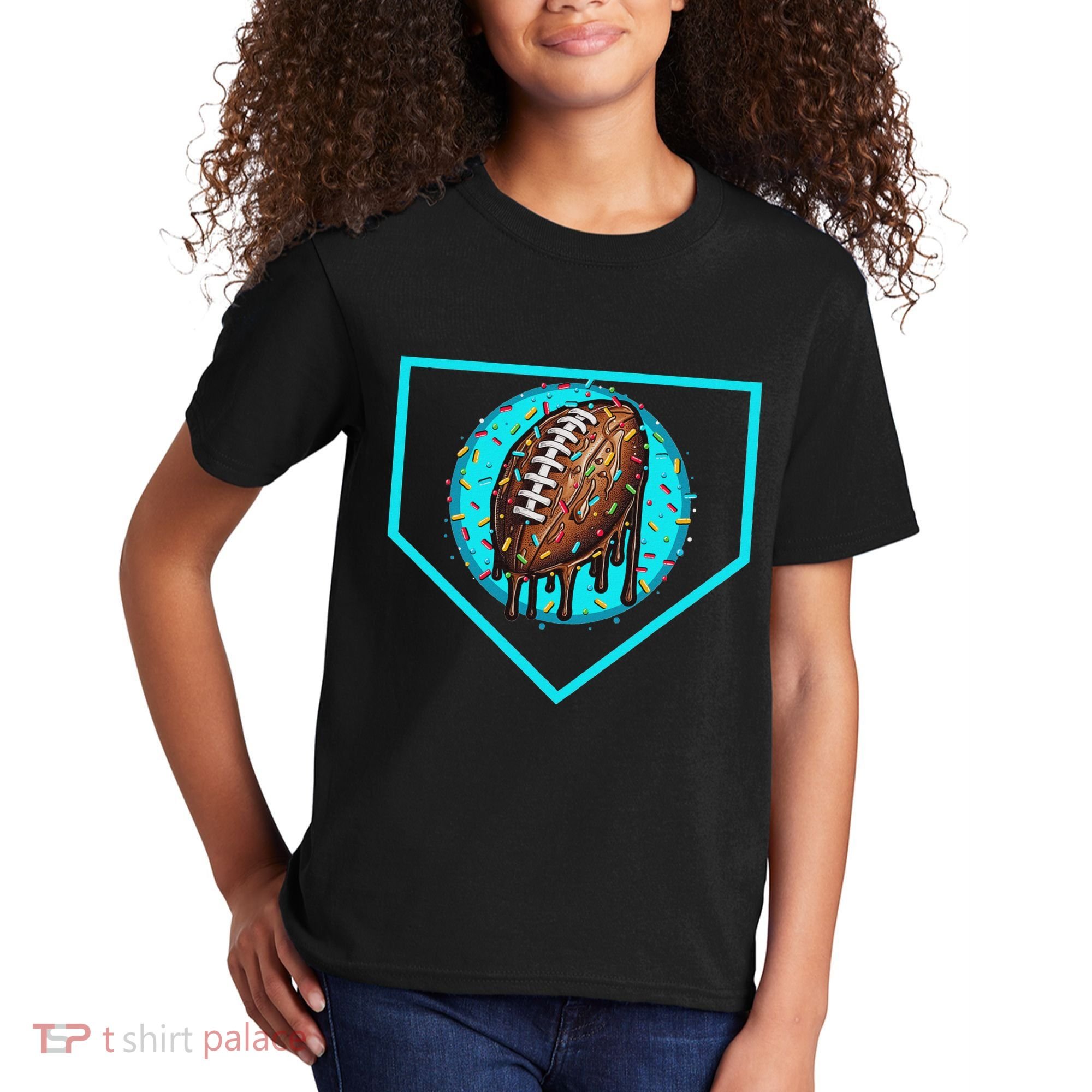 Football Home Plate Drip Ice Cream Football Kids T-Shirt