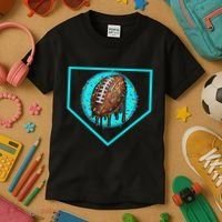 Football Home Plate Drip Ice Cream Football Kids T-Shirt thumb 3