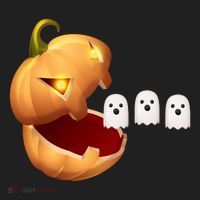Funny Halloween Pumpkin Eating Ghost Women's Sweatshirt thumb 2