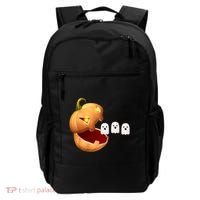 Funny Halloween Pumpkin Eating Ghost Backpack thumb 0