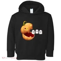 Funny Halloween Pumpkin Eating Ghost Toddler Hoodie thumb 0