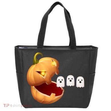 Funny Halloween Pumpkin Eating Ghost Tote Bag