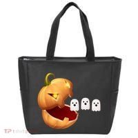 Funny Halloween Pumpkin Eating Ghost Tote Bag thumb 0