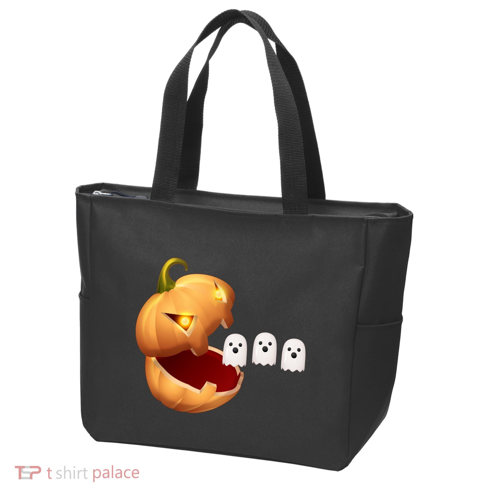 Funny Halloween Pumpkin Eating Ghost Tote Bag