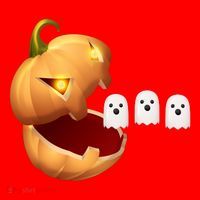 Funny Halloween Pumpkin Eating Ghost Santa Hat thumb 1