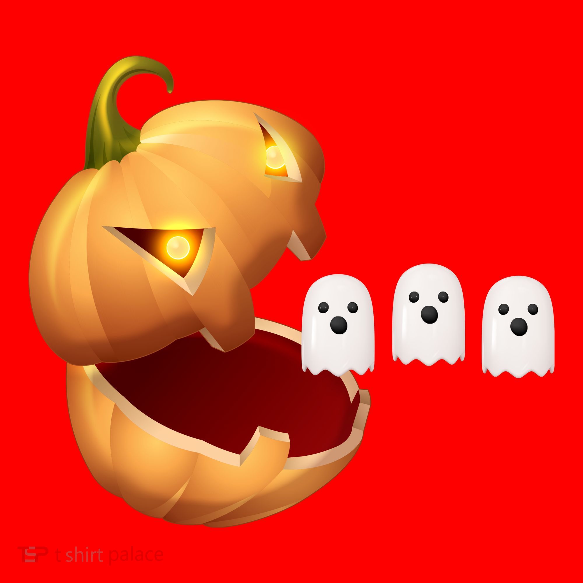 Funny Halloween Pumpkin Eating Ghost Santa Hat