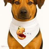 Funny Halloween Pumpkin Eating Ghost USA-Made Doggie Bandana thumb 1