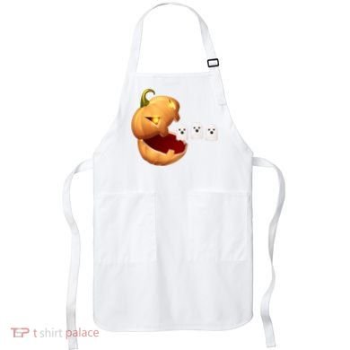 Funny Halloween Pumpkin Eating Ghost Apron
