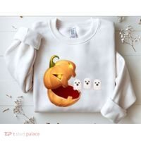 Funny Halloween Pumpkin Eating Ghost Sweatshirt thumb 2