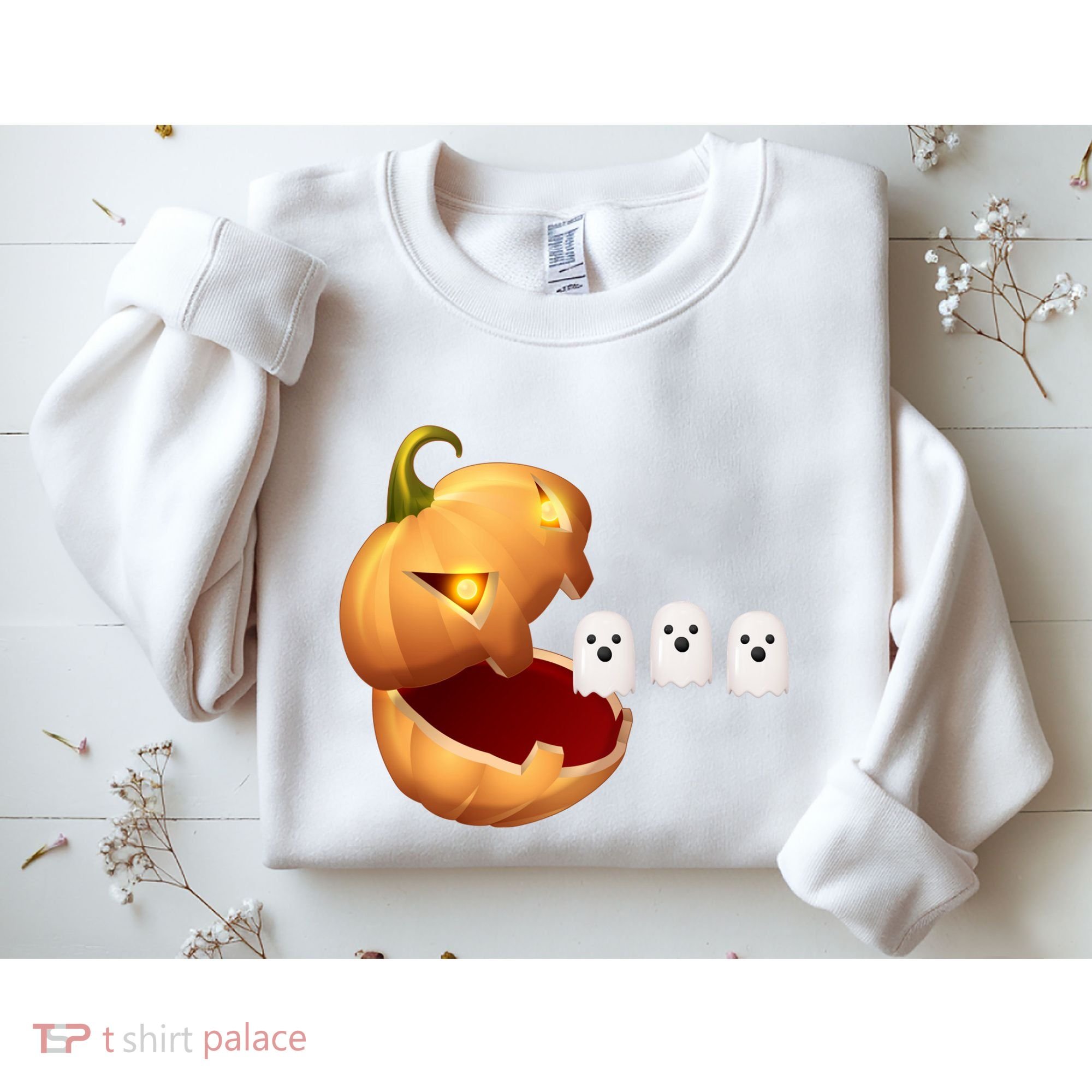 Funny Halloween Pumpkin Eating Ghost Sweatshirt