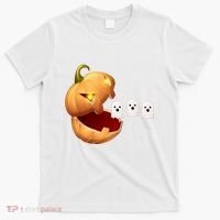 Funny Halloween Pumpkin Eating Ghost T-Shirt thumb 0