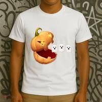 Funny Halloween Pumpkin Eating Ghost T-Shirt thumb 3