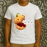 Funny Halloween Pumpkin Eating Ghost T-Shirt thumb 3