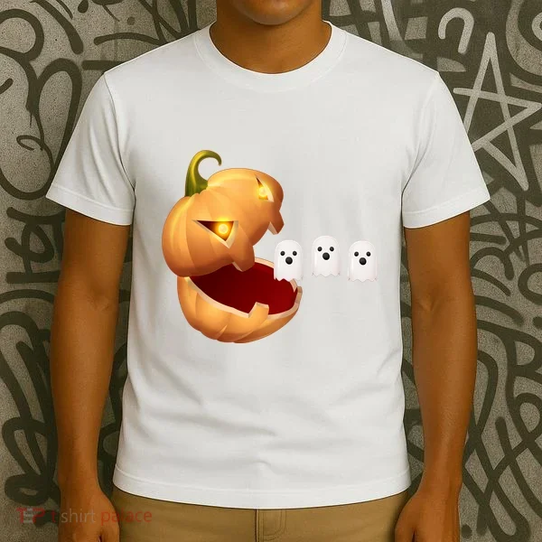 Funny Halloween Pumpkin Eating Ghost T-Shirt