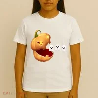 Funny Halloween Pumpkin Eating Ghost T-Shirt thumb 4