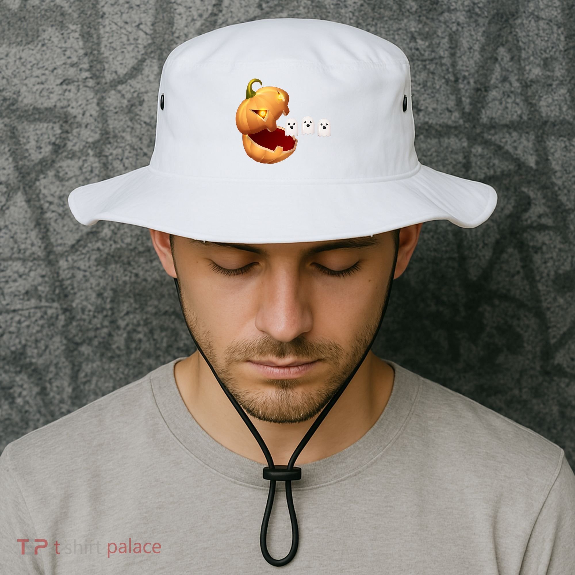 Funny Halloween Pumpkin Eating Ghost Bucket Hat