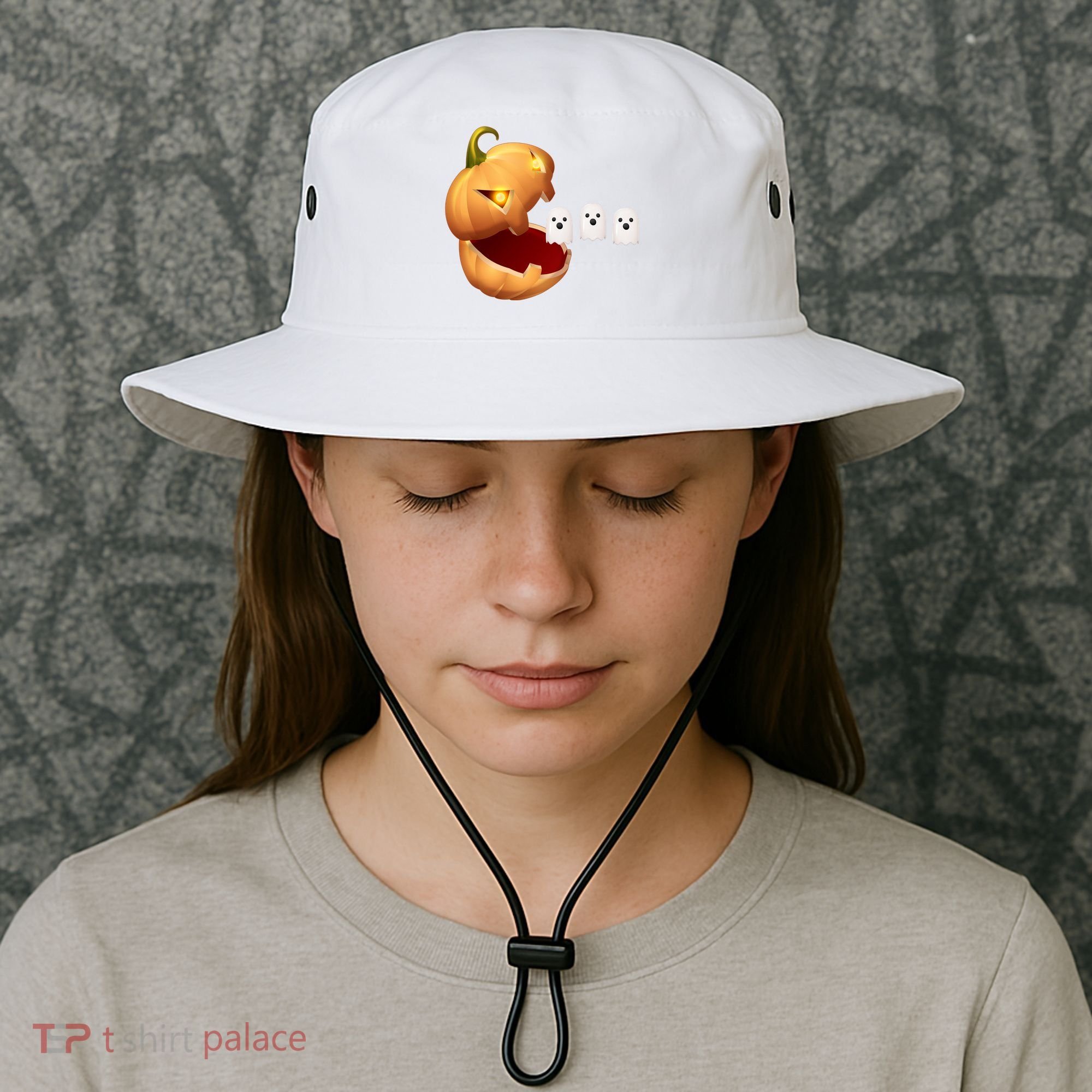 Funny Halloween Pumpkin Eating Ghost Bucket Hat